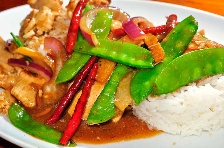 Snow peas used in cooking