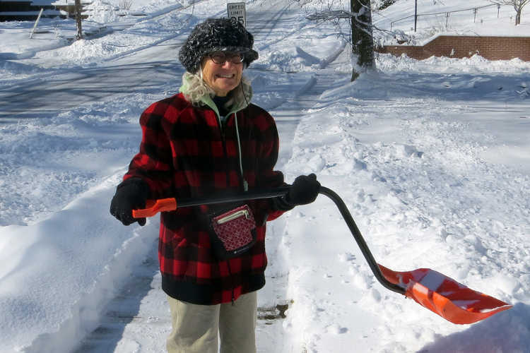 Ergonomic snow shovel